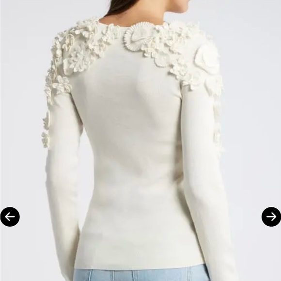 & Other Stories Floral Appliqué Wool & Cotton Long Sleeve Sweater Small - Picture 3 of 14